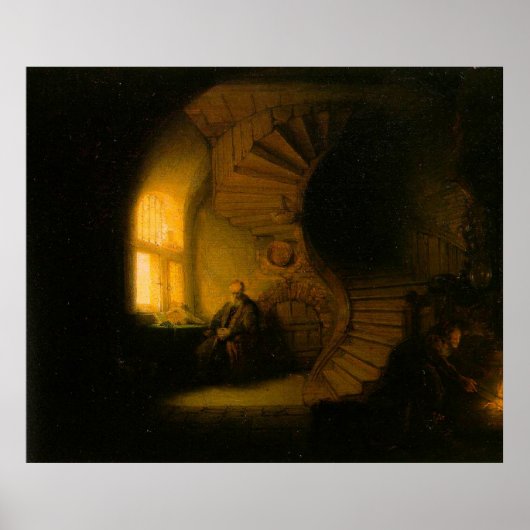 Poster Le philosophe de la méditation de Rembrandt (Devant)