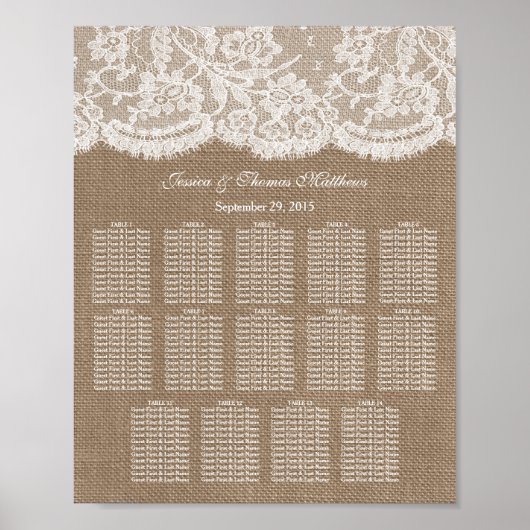 Poster Le plan de table de la collection de mariage Burla (Devant)