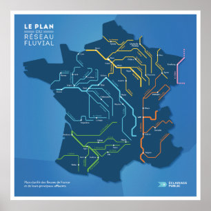 Poster Le plan du réseau fluvial de France