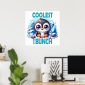 Poster Le plus cool de la bande jeu de mots Bébé manchot (Bureau à domicile)