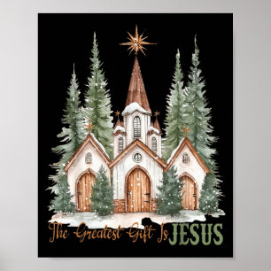 Poster Le plus grand cadeau est Jésus Noël chrétien Fêtes