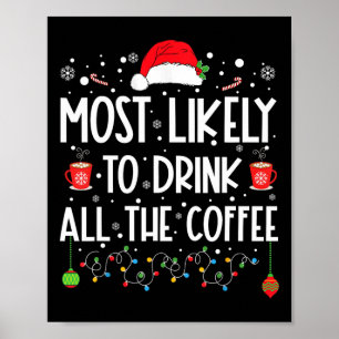 Poster Le Plus Probable À Boire Tout Le Café Amusant Fami