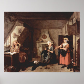 Poster Le poète en détresse (Hogarth 1736)