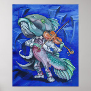 Poster Le poisson joue d'un violon