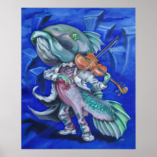Poster Le poisson joue d'un violon (Devant)