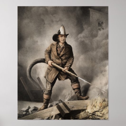 Poster Le pompier américain face à l'ennemi - 1858 (Devant)