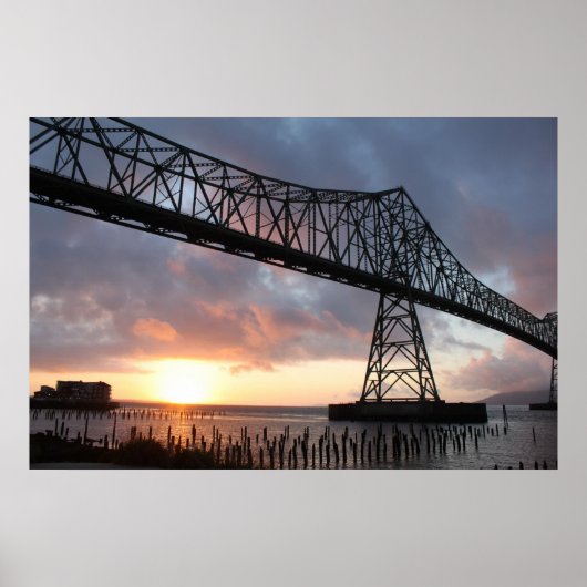 Poster Le Pont Astoria-Megler Au Coucher Du Soleil (Devant)