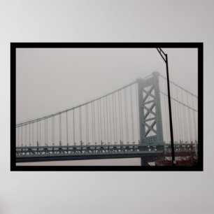 Poster Le pont Ben Franklin sous le brouillard