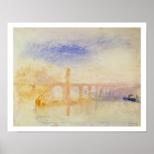 Poster Le pont de la Moselle, Coblenz, c.1842 (w/c et gra