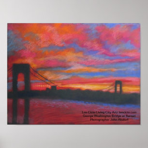 Poster Le pont George Washington au coucher du soleil