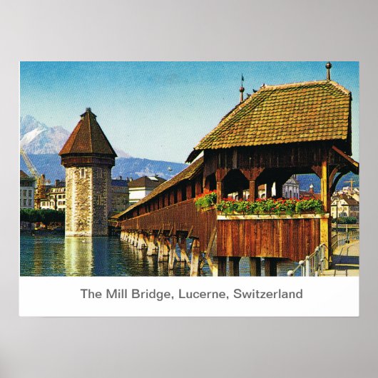 Poster Le pont Mill, Lucerne, Suisse (Devant)