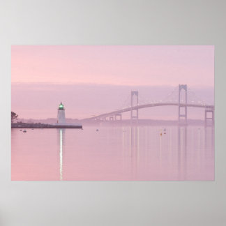 Poster Le pont Newport et le phare de Goat Island