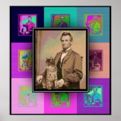 Poster Le Pop Art Abraham Lincoln et son chat "Dixie" (Devant)