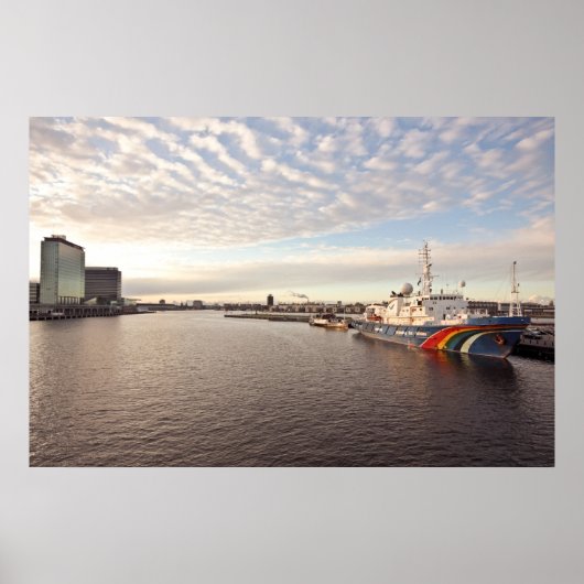 Poster Le port d'Amsterdam à la Pays-Bas (Devant)