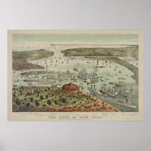 Poster Le port de New York de la batterie