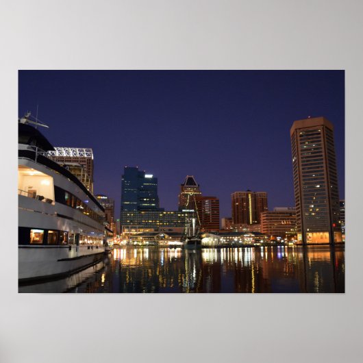 Poster Le port intérieur de nuit (Devant)