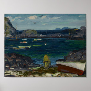Poster Le port, la côte de Monhegan, Maine par George Bel