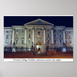 Poster Le porticio de Trinity College la nuit, Dublin Irl