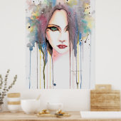 Poster Le portrait psychique moderne d'aquarelle d'une fe (Cuisine)