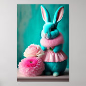 Poster Le Portrait Turquoise de Lapin de Pâques (Devant)
