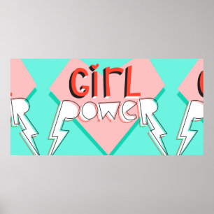 Poster Le pouvoir de la fille. Design mignon avec slogan