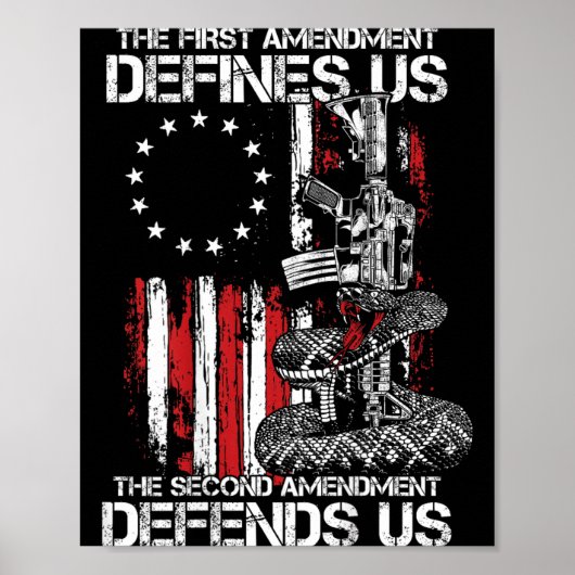 Poster Le Premier Amendement Définit Un Drapeau Américain (Devant)