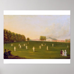 Poster Le premier match grand du cricket a joué par des