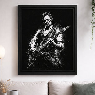 Poster Le président Abraham Lincoln jouant de la guitare