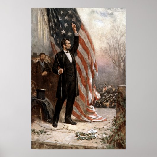 Poster Le Président Abraham Lincoln prononce Un Discours (Devant)