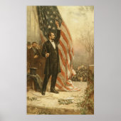 Poster Le président Abraham Lincoln sous le drapeau améri (Devant)