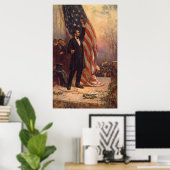 Poster Le président Abraham Lincoln sous le drapeau améri (Bureau à domicile)
