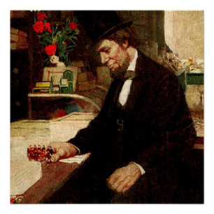 Poster Le président américain Abraham Lincoln avec Rose e