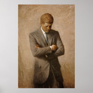 Poster Le président américain John Kennedy Portrait peint