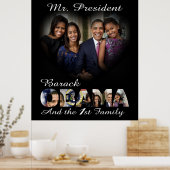 Poster Le président Barack Obama et la 1ère famille (Cuisine)