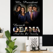 Poster Le président Barack Obama et la 1ère famille (Bureau à domicile)