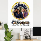 Poster Le président Barack Obama et la 1ère famille (Bureau à domicile)