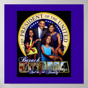 POSTER LE PRÉSIDENT BARACK OBAMA ET LA FAMILLE