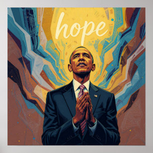 Poster Le président Barack Obama et le message d'espoir 