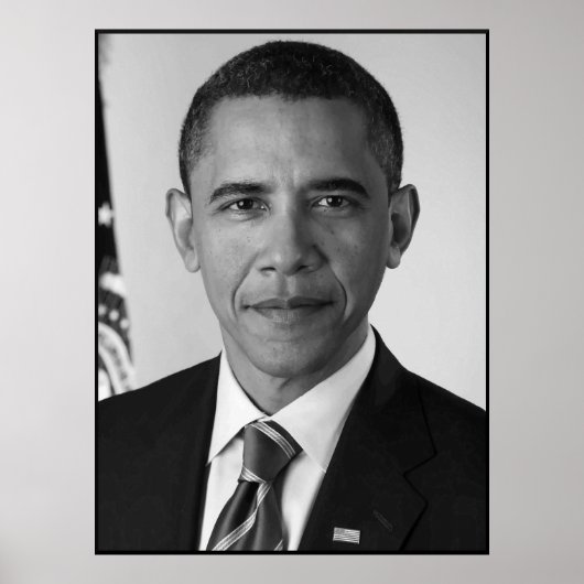 Poster Le président Barack Obama - noir et blanc (Devant)