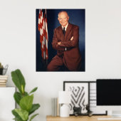 Poster Le président Eisenhower et le drapeau américain (Bureau à domicile)