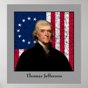 Poster Le président Jefferson et le drapeau américain