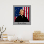 Poster Le président Jefferson et le drapeau américain (Cuisine)