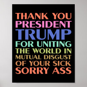 Poster Le Président Merci Trump Pour L'Union Mondiale -