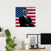 Poster Le président Obama et le drapeau américain (Bureau à domicile)