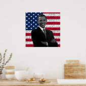 Poster Le président Obama et le drapeau américain (Cuisine)