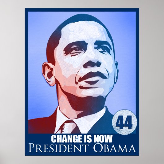 Poster Le président Obama, le changement est maintenant à (Devant)
