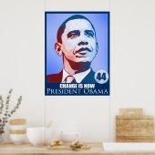 Poster Le président Obama, le changement est maintenant à (Cuisine)
