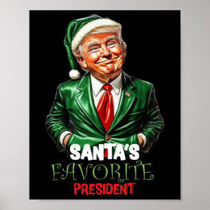 Poster Le président préféré du Père Noël drôle Trump