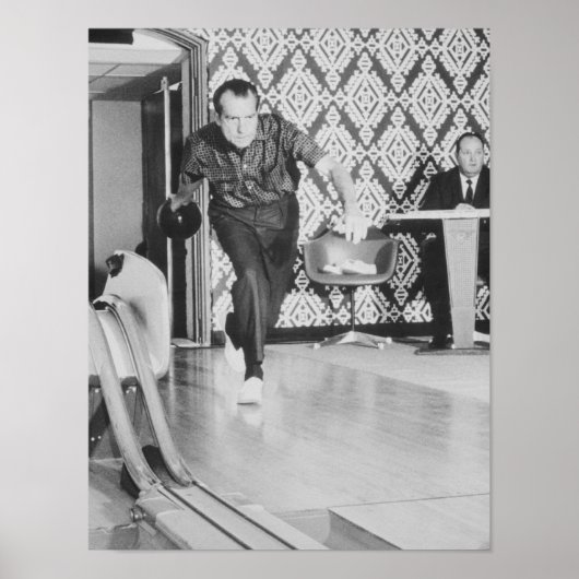 Poster Le Président Richard Nixon Bowling À La Maison Bla (Devant)