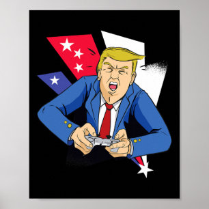 Poster Le Président Trump joue aux jeux vidéo - 4 juillet